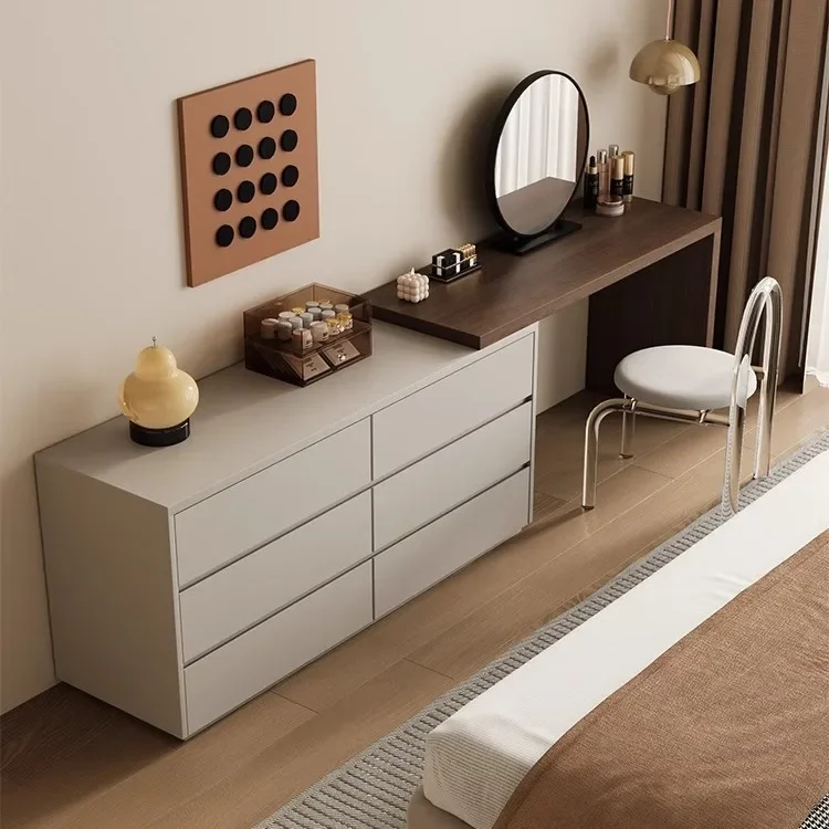 Italian minimalist dresser, chest of drawers, integrated modern minimalist bedroom, six chest of drawers, makeup table