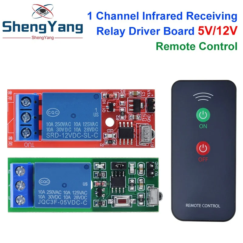 TZT IR 1 Channel Infrared Receiver Driving Switch Relay Driver Module Board 5V / 12V + Active Remote Controller Without battery