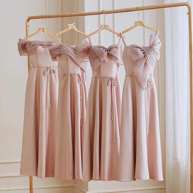 Bridesmaid Dress2026new Satin Senior Sense Sisters Group Evening Dress Can Be Custom-made with One-piece Dress At Ordinary Times