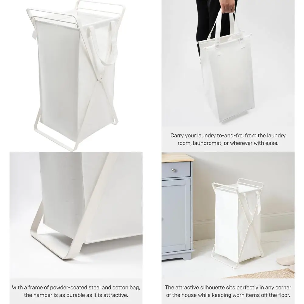 

Laundry Hamper with Cotton Liner - Compact, 25.2L, 12 Gallons, Steel and Cotton Material, Ideal for Small Spaces