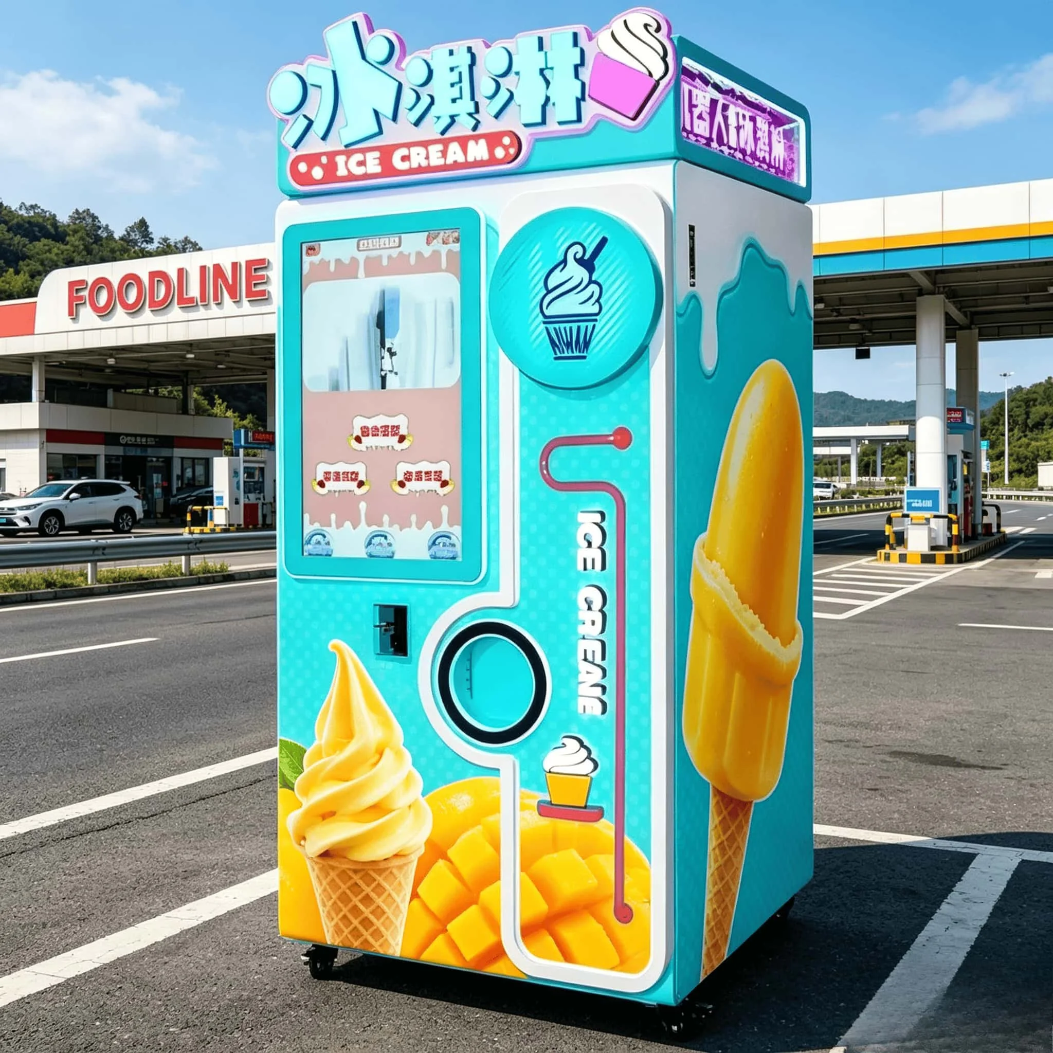 FOODLINE Portable Ice Cream Vending Kiosk Simple Operation Multi Payment Way Frozen Ice Cream Retail Device