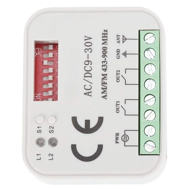 Receptor de interruptor de Control remoto 433MHz 868MHz 390 MHz receptor de frecuencia AC/DC 9-30V 433-900MHz para puerta de garaje
