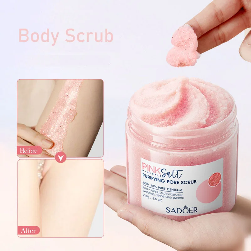 Himalayan Salt Body Scrub Natural Exfoliating Body Scrub Skin Care Pore Cleansing Moisturizing Brighten Exfoliation Cosmetics