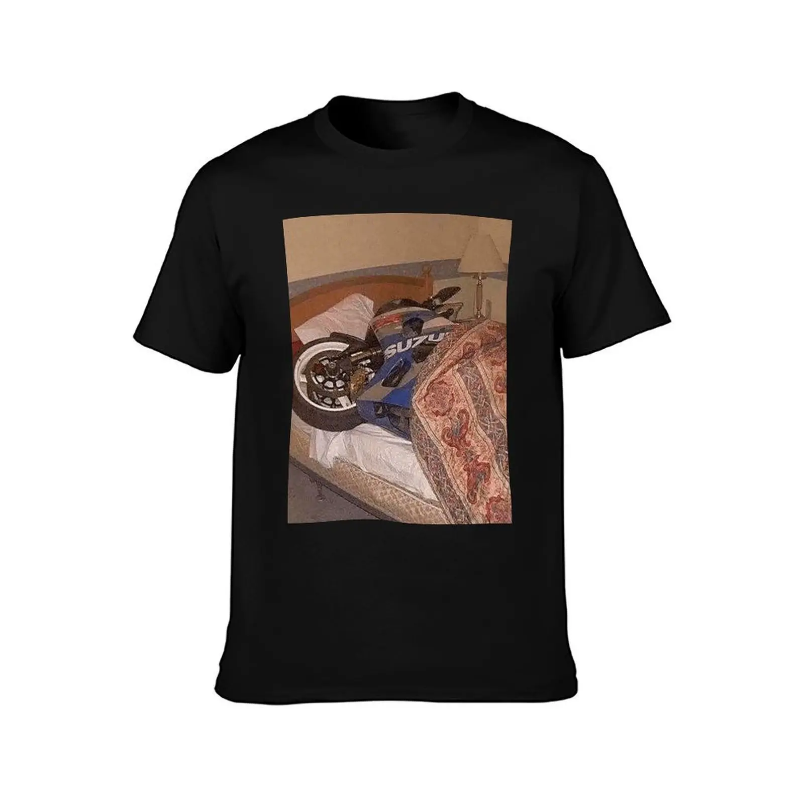 Motorcycle taking a nap - Cursed Image #0026 | Cursed Images Collection T-Shirt, Summer Casual Cotton Tee, Vintage Graphic Print