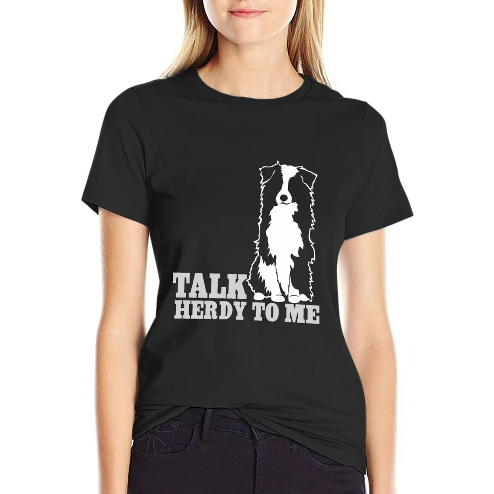 Talk Herdy To Me Australian Shepherd Aussie Dog NickerStickers? on Redbubble T-Shirt anime clothes summer clothes for Women