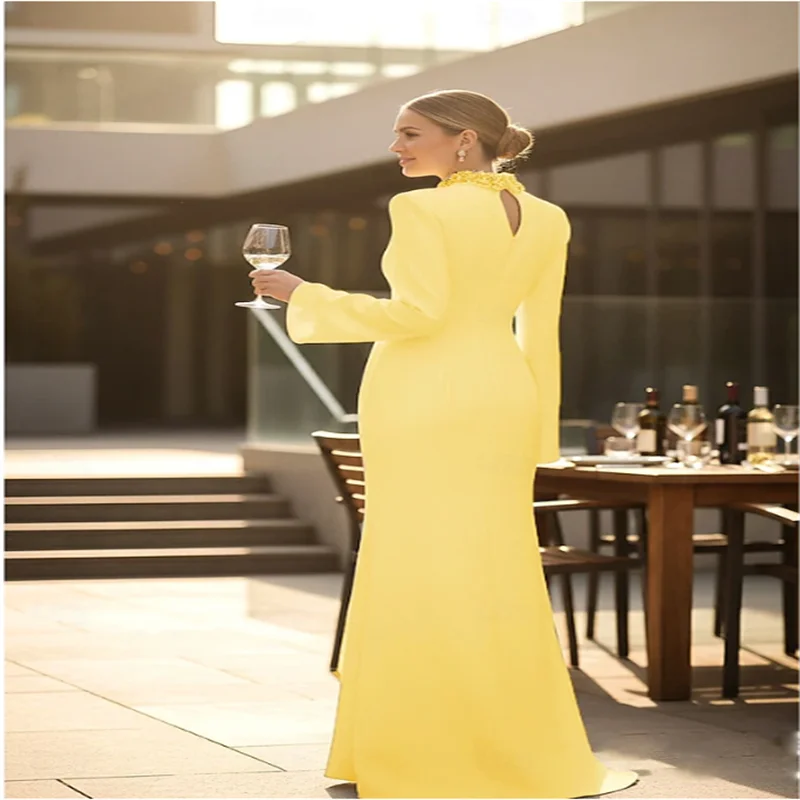 Robe de soirée fourreau/colonne, longueur au sol, avec Cape, robe formelle élégante, Style célébrité, manches longues, col haut, jardin