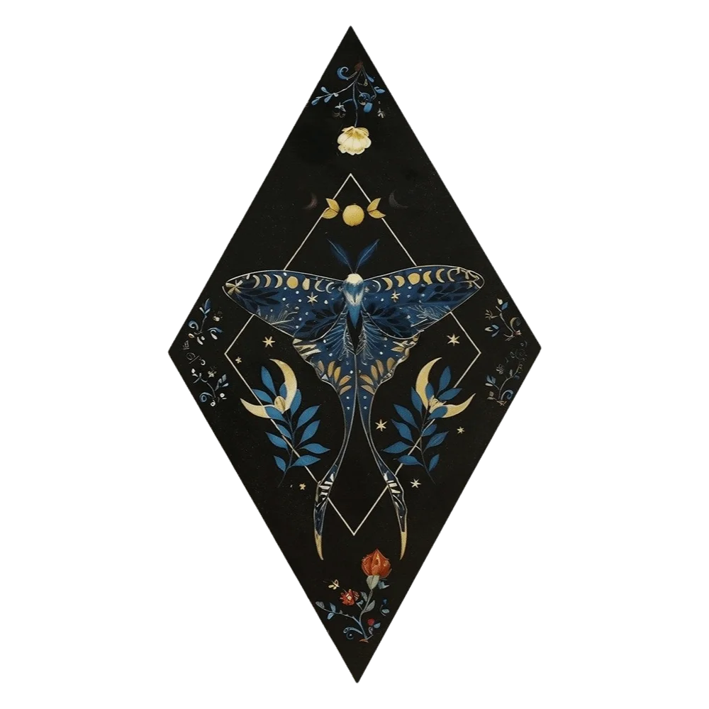 Ornaments Sun Moon Wooden Wall Decor Flower Dark Style Butterfly Wall Decor Boho Rhomboid Shape Wall Mounted Board Gothic Style