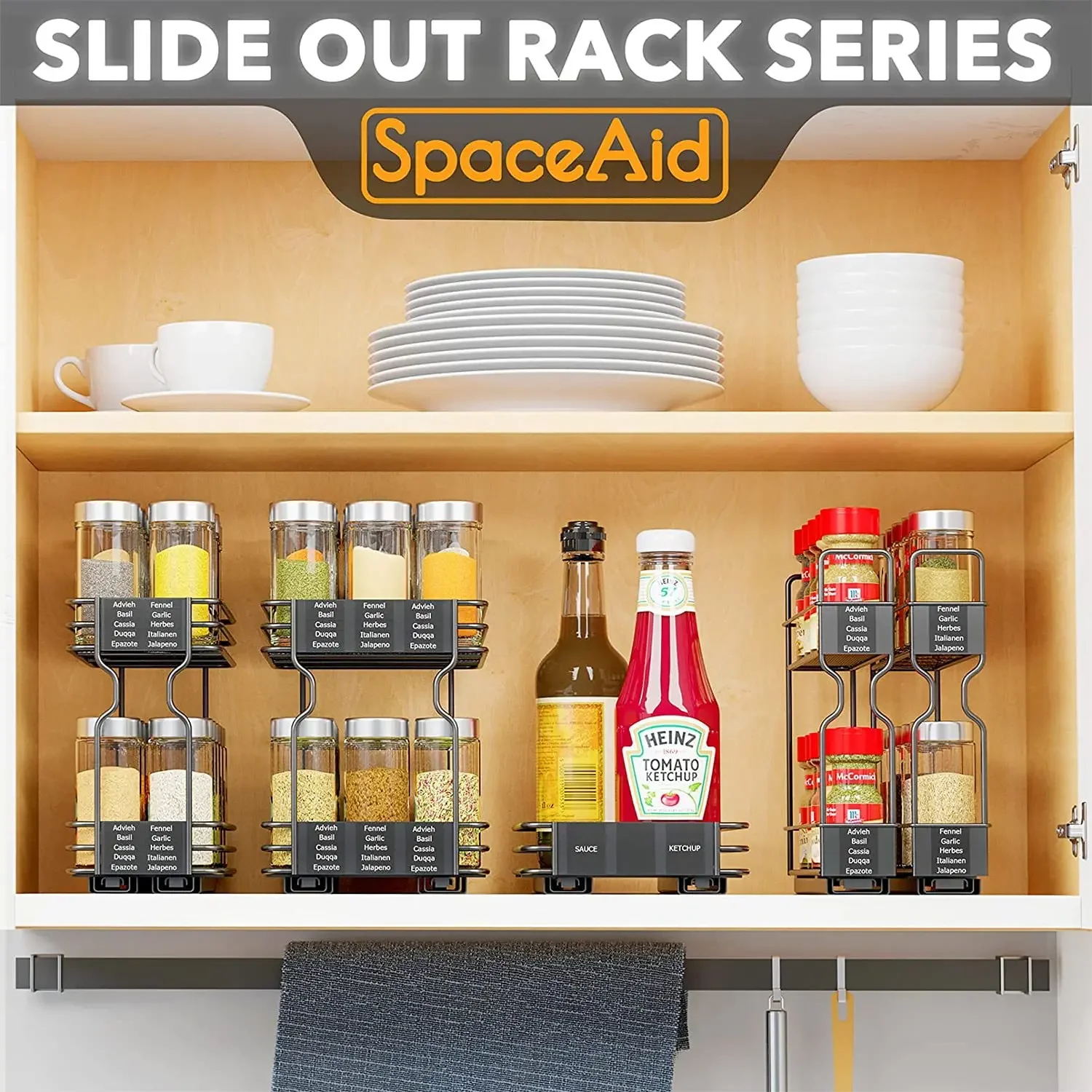 Multifunctional Kitchen Condiment Bottle Jar Storage Rack Multi-layer Spice Spice Box Push-pull Shelf Kitchen Accessories