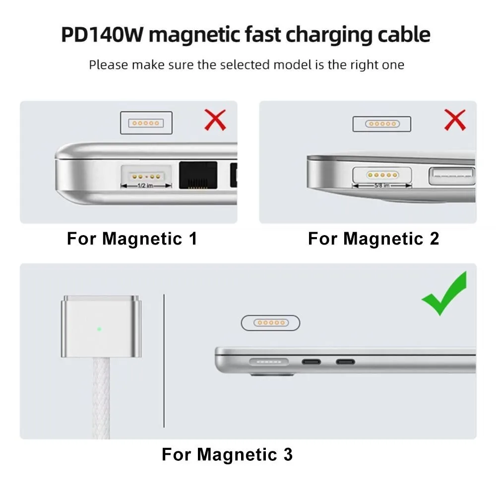 2M USB Type C to Magsafe 3 Magnetic Charger Cord Laptop Charging Cable Converter PD 140W for MacBook Air/Pro A2442 A2485 A2681