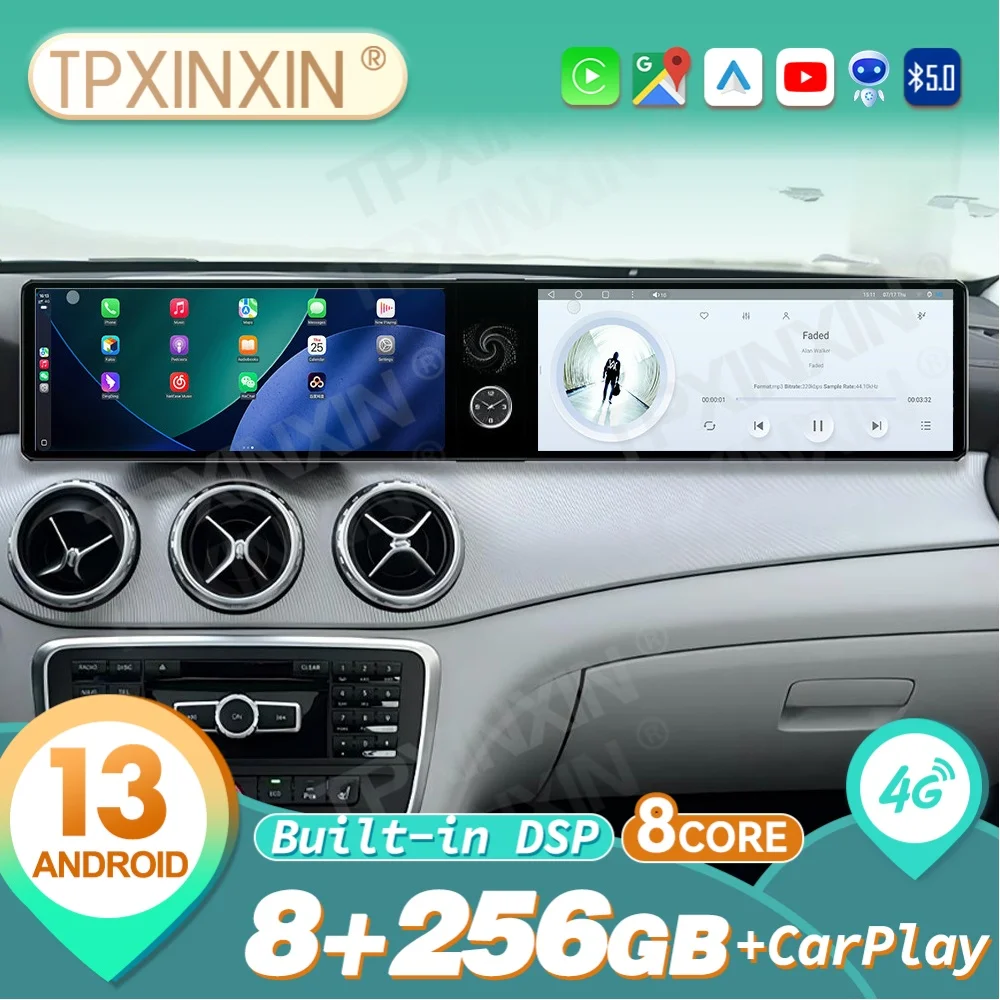 

Qualcomm 12.3" Dual Screen Android Carplay Car Radio For Mercedes-Benz GLA 2013~2015 Navigation Autoradio GPS Multimedia Player