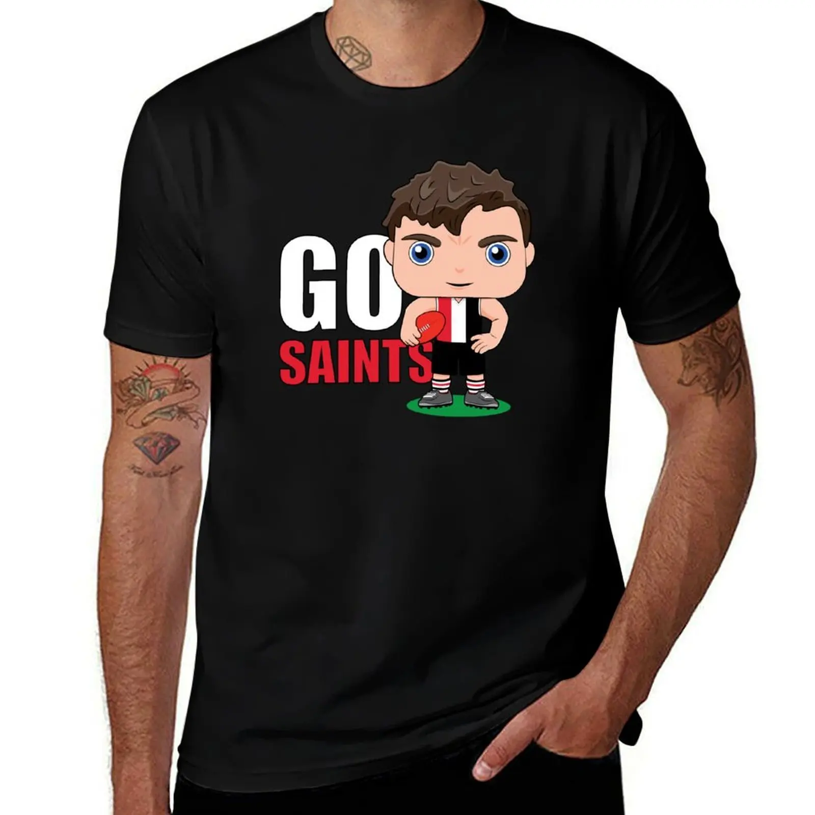 Saints Footy Player Mascot - Go Saints T-Shirt Casual Fashion Print Tee Top