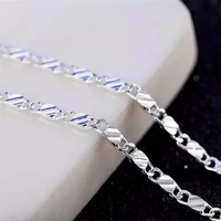 Fashion 18K Gold Necklace 2MM 16/18/20/22/24/26/28/30 Inch Side Chain Necklace For Women Men Jewelry 925 Silver Necklace 2