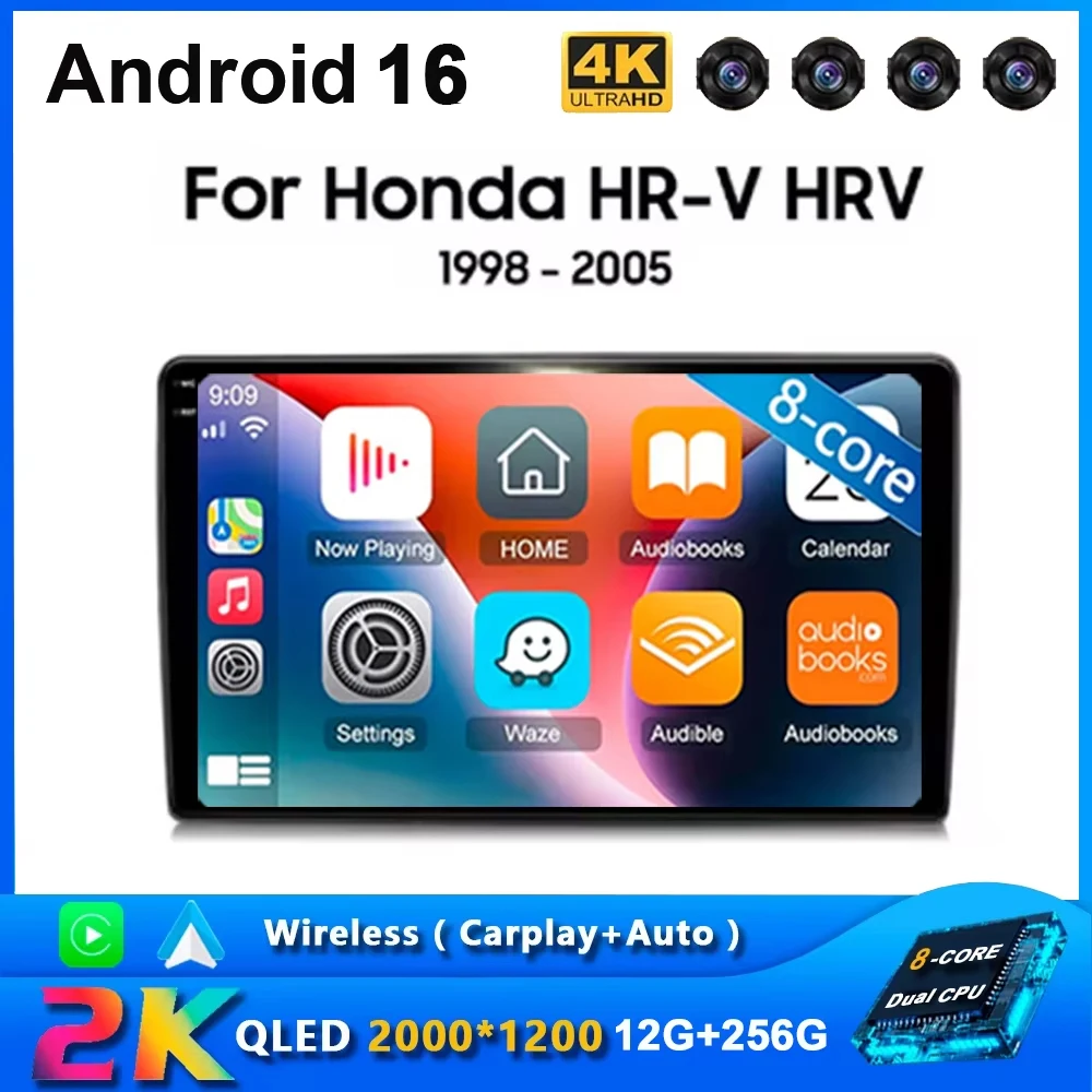 For Honda HR-V HRV 1998 1999 2000 2001 2002 2003 2004 2005 CarPlay Android 16 DSP 2 DIN 4G NET Car Radio Multimedia Video Player