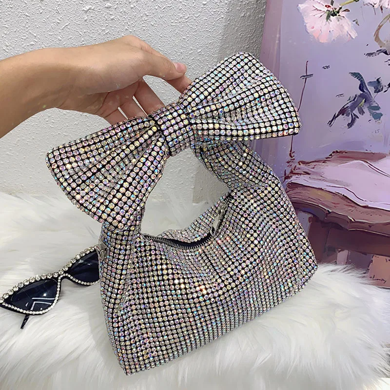 

Лук модная блестящая негибкая сумка подмышки со стразами и бриллиантами знаменитости темпераментная сумка через плечо