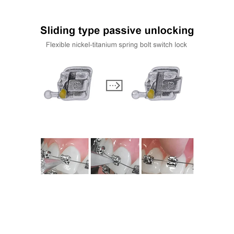 Dental Orthodontic Bracket Metal Self-Ligating Bracket MBT/Roth 022 3Hooks / 345Hooks High Quality Dental Material