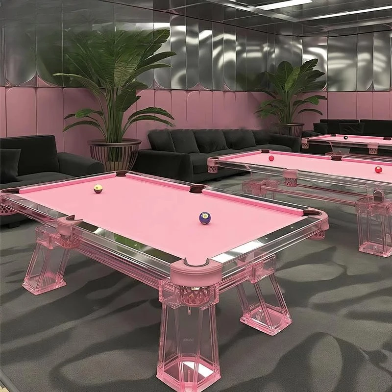 طاولة بلياردو منزلية فاخرة من الأكريليك الوردي بتصميم طاولة بلياردو طاولة بلياردو ترفيهية #3