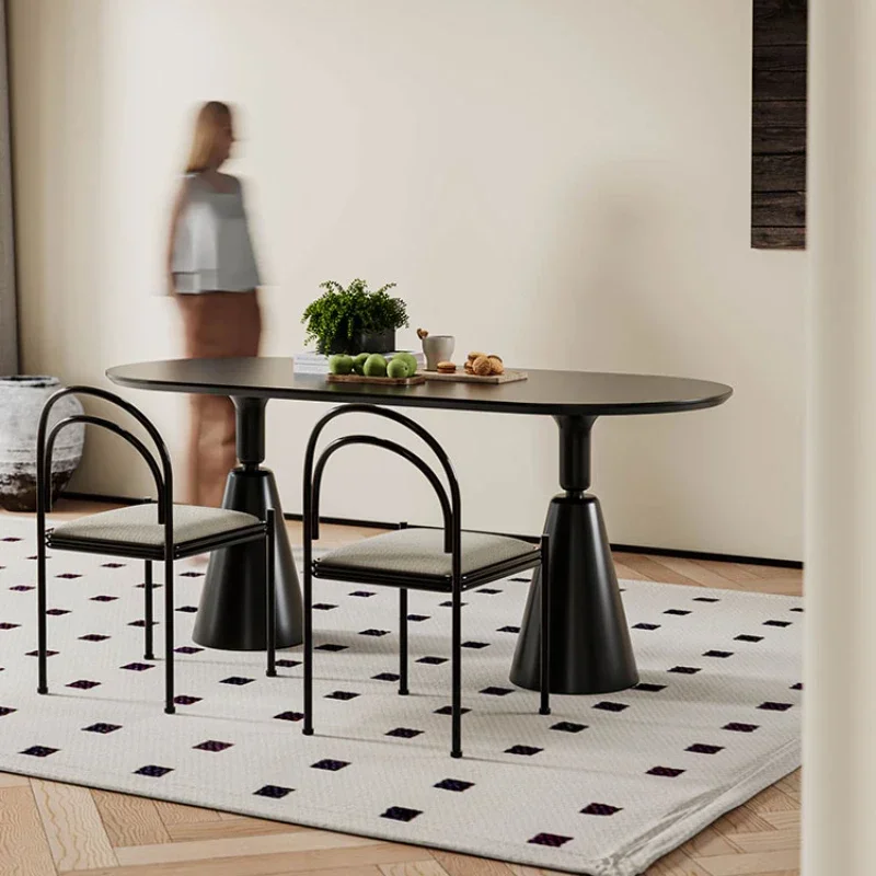 

Modern Design Dining Table Simple Nordic Study Black Kitchen Table Oval Minimalist Juegos De Comedor Home Furniture HD50CZ