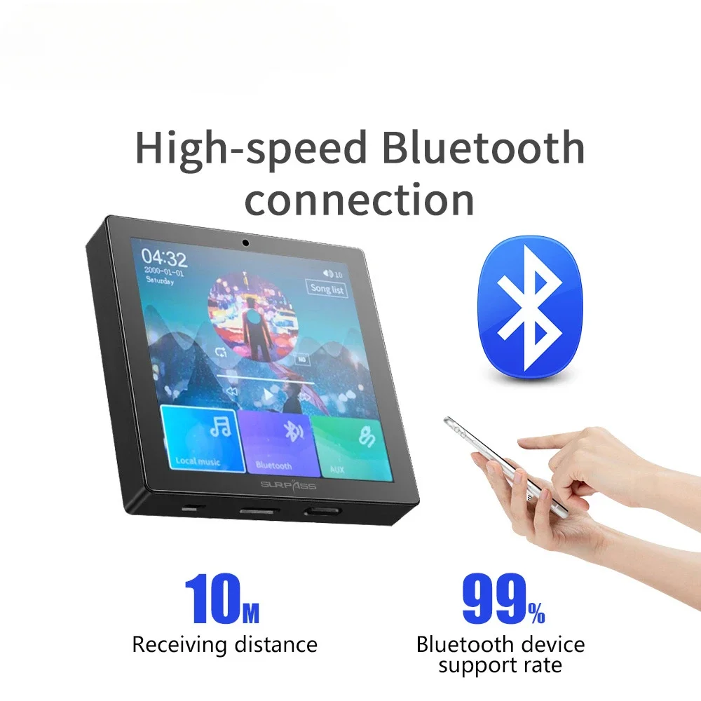 Smart Home Sound System Equipment 4 Inch Touch Screen WiFi Blue-tooth In Wall Amplifier 4*20W 5 Inch Coaxial Ceiling Speaker Kit