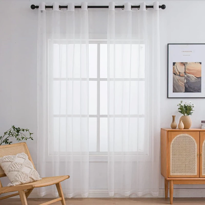 1PC S Fold Sheer White Tulle Luxury Wavy Curtains Chiffon Curtains for Living Room Bedroom Dining Voile High Quality Decoration