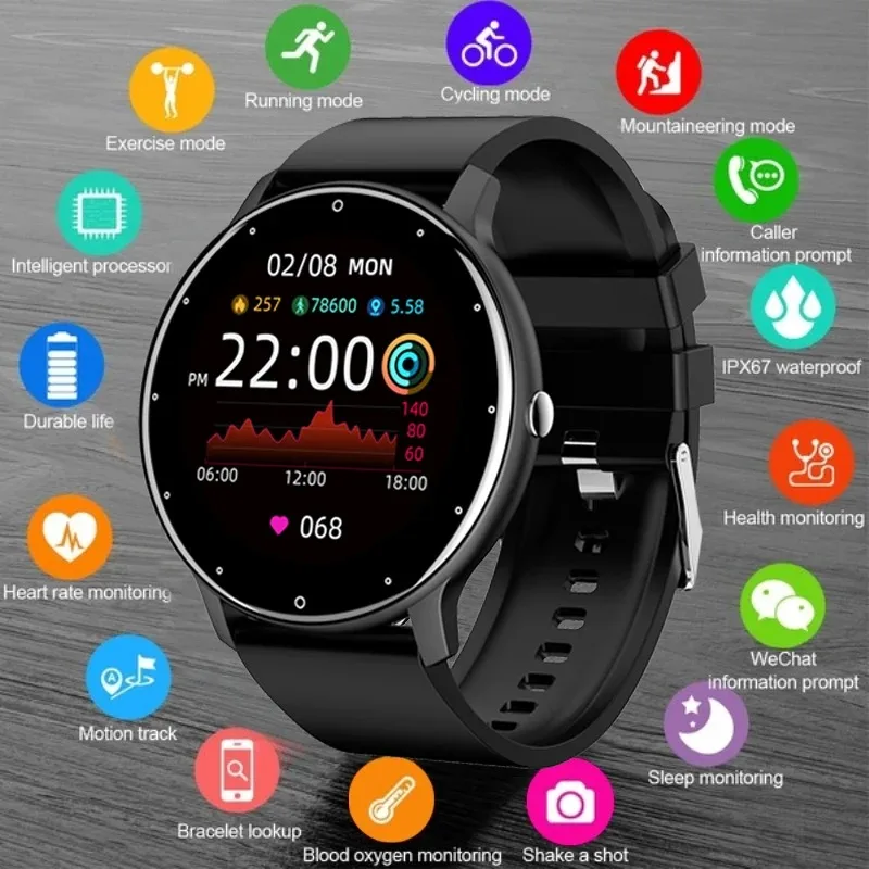 LIGE New Men's Smart Watch Full Touch Screen Sport Fitness Tracker IP68 Waterproof Bluetooth Smartwatch for Men Women Smartphone