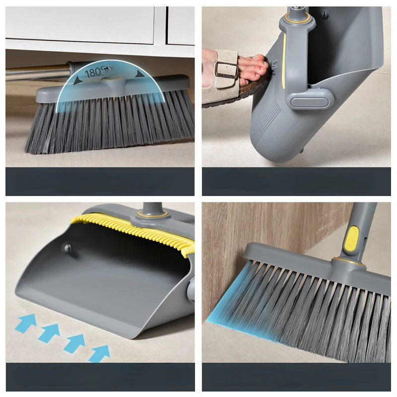 Standable Broom Dustpan Set Foldable Household Cleaning Sets Can Be Vertically Rotated and Lengthened