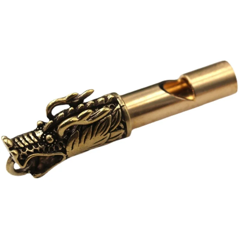 Retro Pure Copper Faucet Whistle Brass Outdoor Referee Animal Keychain Pendant Wild Survival Whistle