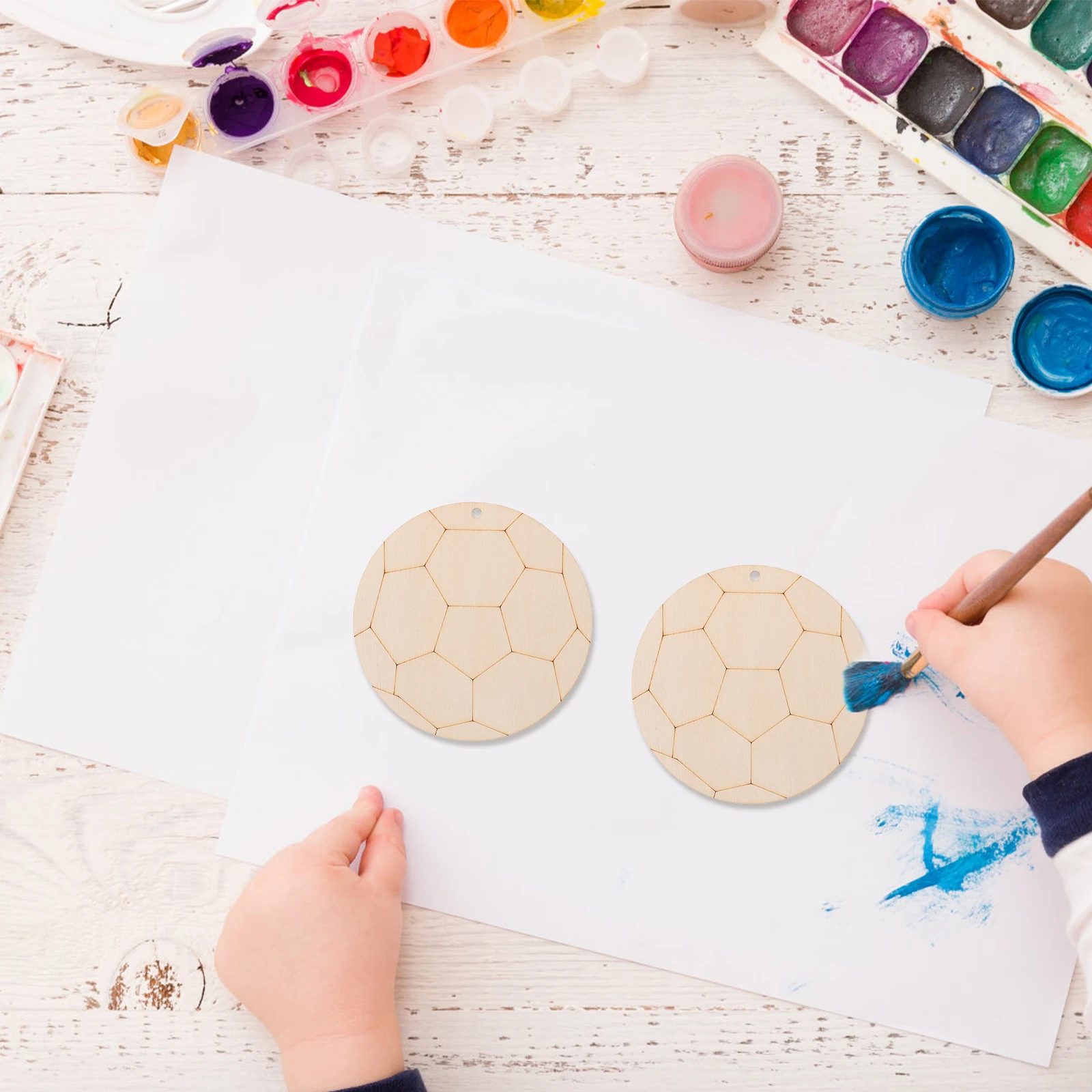 

10pcs Sports Ball Design Wood Chip Diy Craft Unfinished Wooden Slices Graffiti Decor Lightweight Easy Coloring Kids Room Wedding