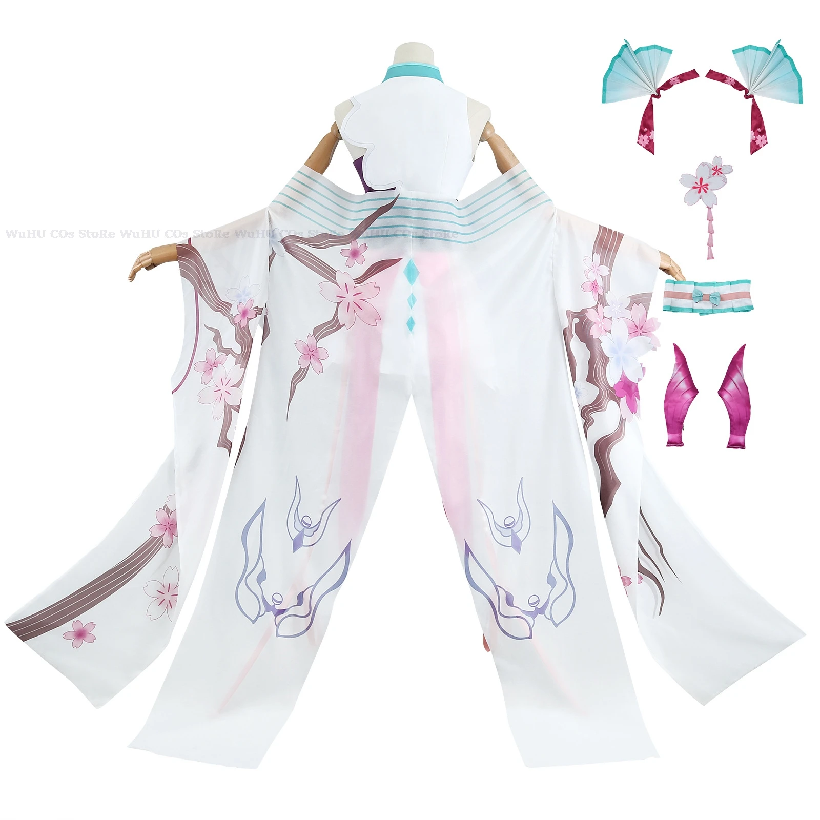 Virture Singer Co Onmyoji Mikuo Kimono Cosplay Kostuum Pruik Anime Vrouwen Halloween Japanse Uniform Fancy Dress Vrouwen Meisjes Outfit