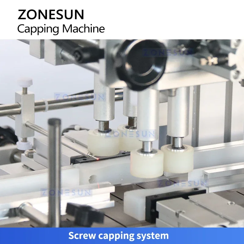 ZONESUN ZS-XG1870DV آلة السد الأوتوماتيكية على سطح الطاولة لختم غطاء الزجاجة، معدات السد اللولبي