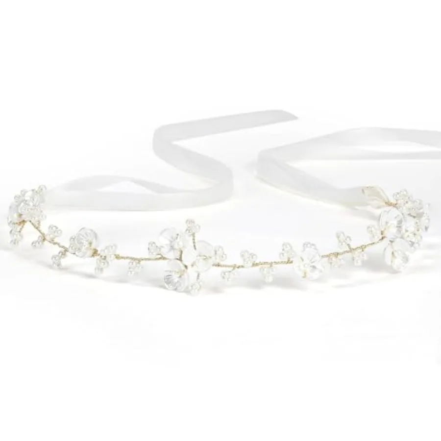 

Hair Accessories Crystal Bridal Headpiece - Pearl Flower Crown for Birthday Party First Communion, Wedding Hair Headbands for G