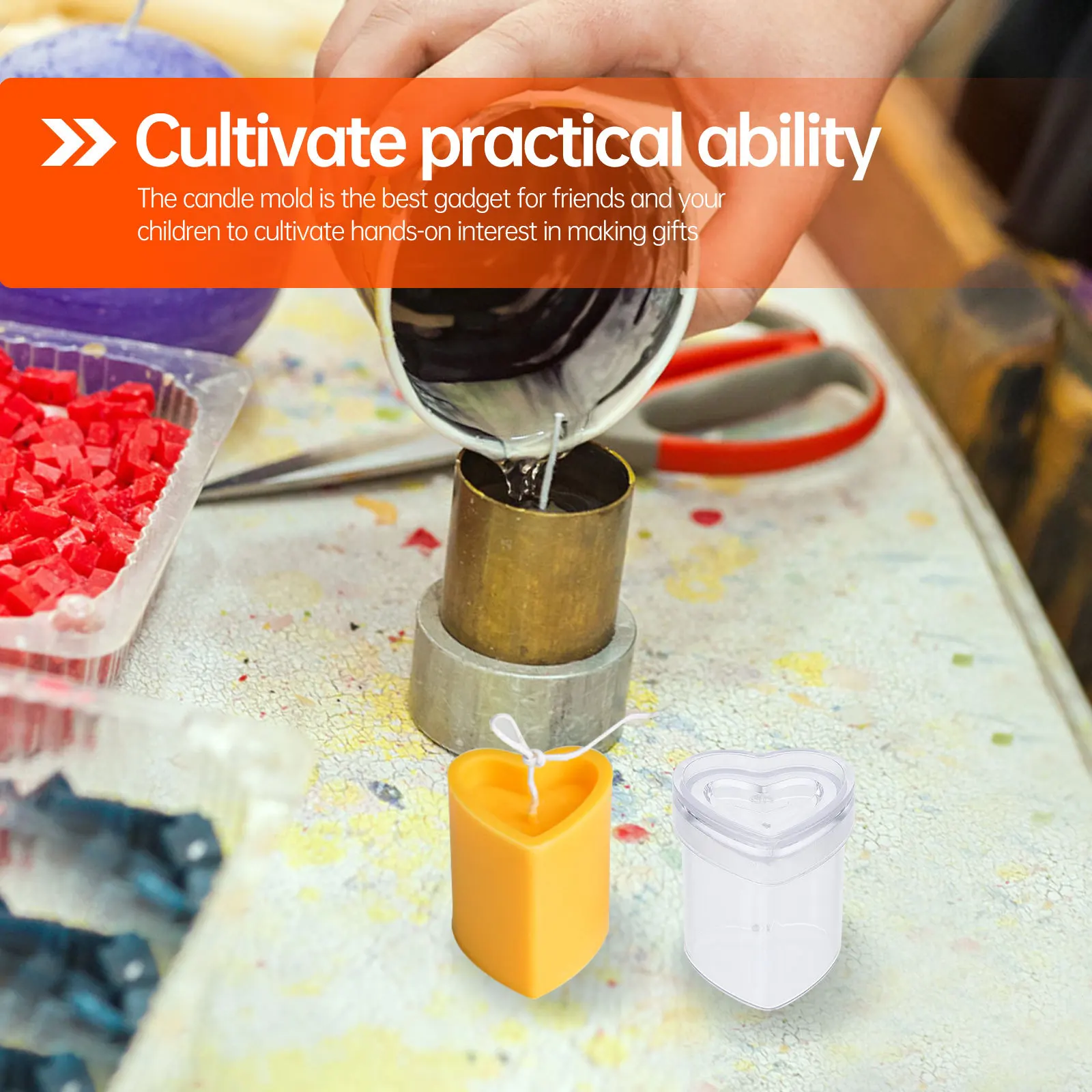 

1pc Heart Shaped Mold Plastic Diy Making Kit For Scented Wax Craft Kids Gift High Temp Resistant Easy Clean