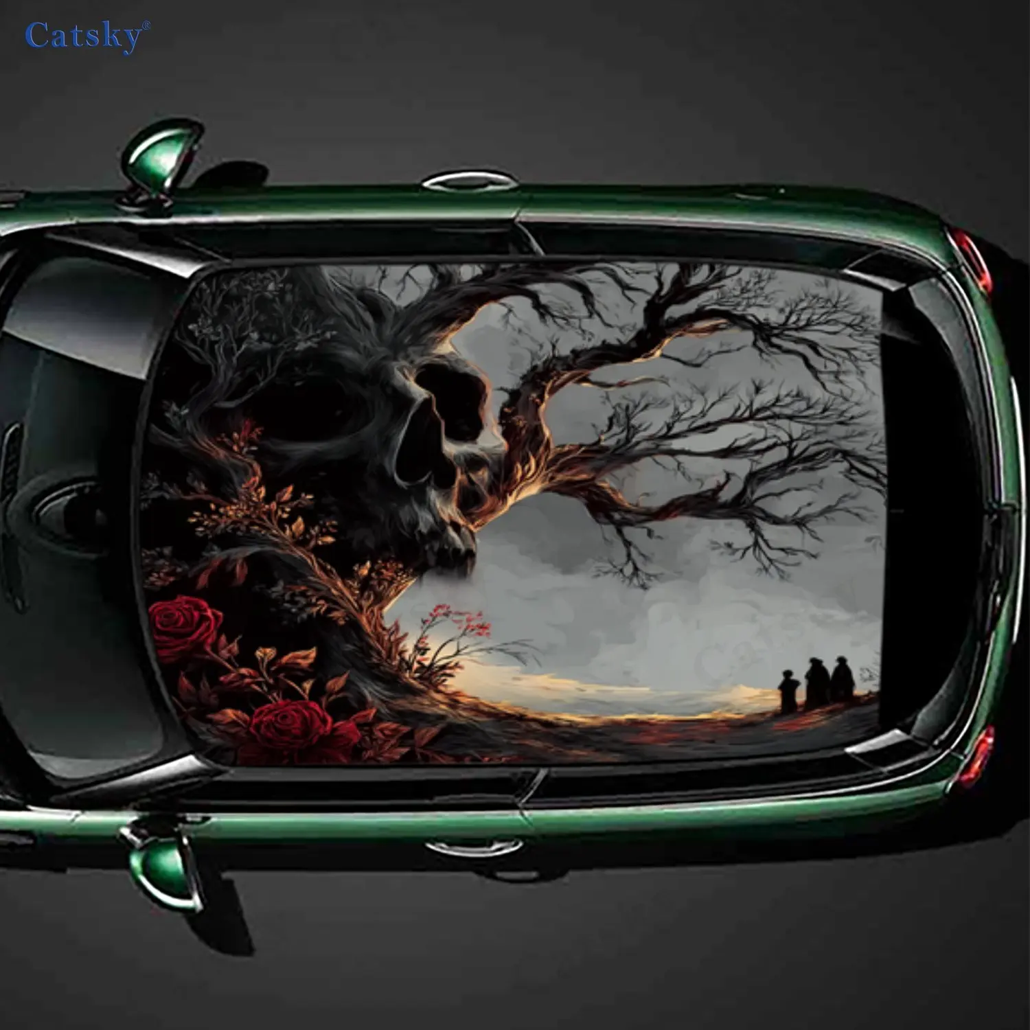 Skeleton Strange Tree PVC material self-adhesive waterproof car roof sticker, paste firm and anti-ultraviolet, waterproof and sc