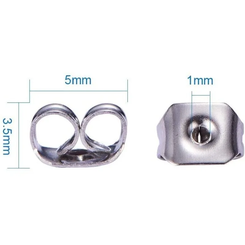 1 Box 200 Pieces 304 Stainless Steel Ear Nuts Safety Butterfly Earring Backs Earring Stoppers for Earring Hook Ear Stud