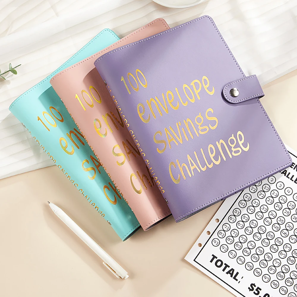 A5 100 Envelope Challenge Notebook Notepad Daily Planner Cash Saving Budgeting Wallet Binder Stationery