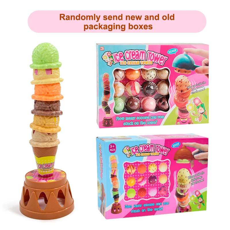 Children's simulated food, kitchen toys, ice cream, and ice cream stacking game. Children pretend to play with toys, educational