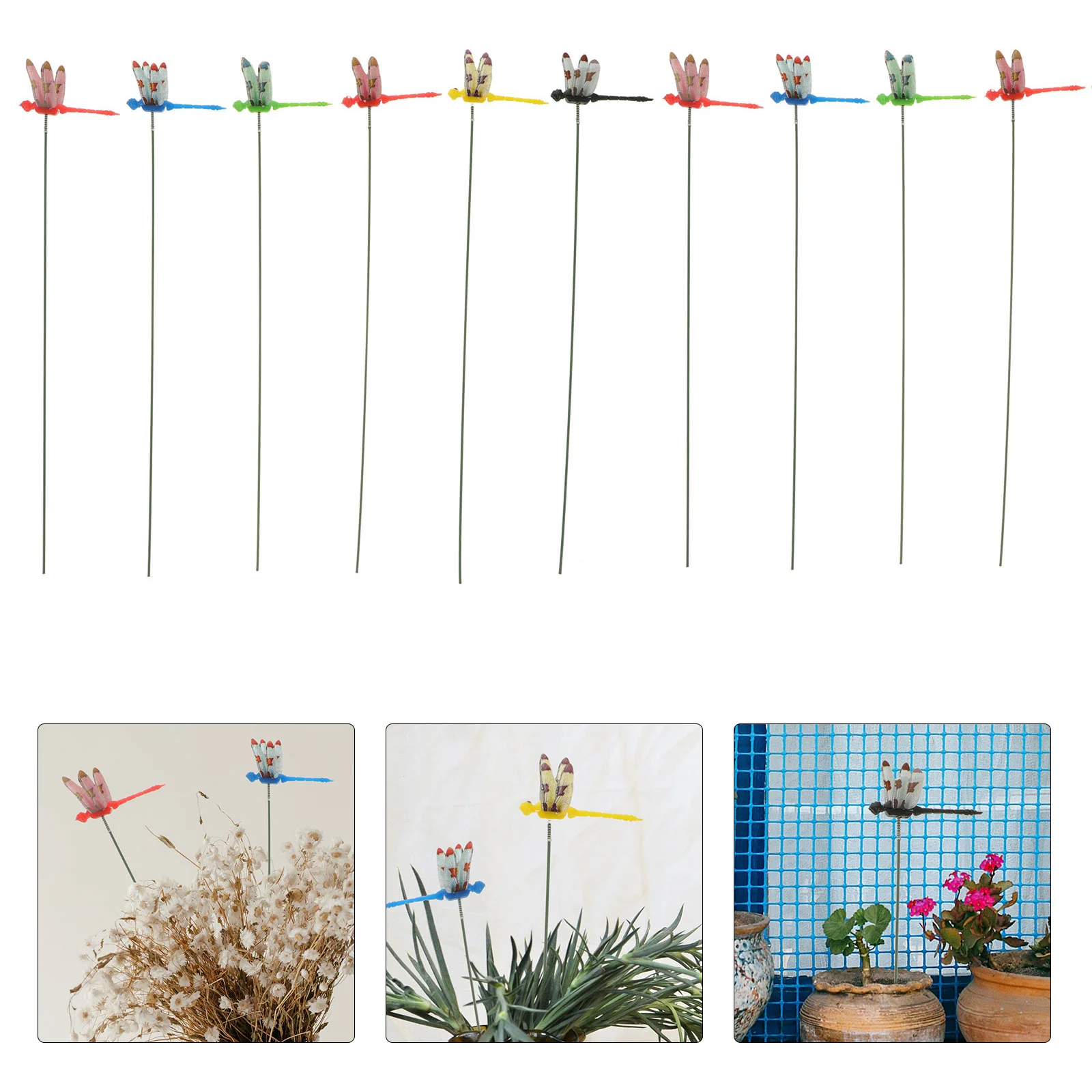 

50pcs Dragonfly Stakes PVC Material Realistic Decoration for Garden Plants Flower Beds Grassland Outdoor Indoor