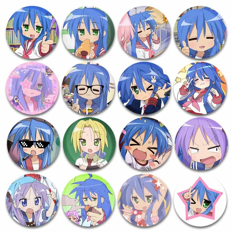 Leuke Anime Lucky Star Emaille Broche Pin Cartoon Figuur Konata Izumi Kagami Tsukasa Miyuki Badge Sieraden Accessoires voor Rugzak