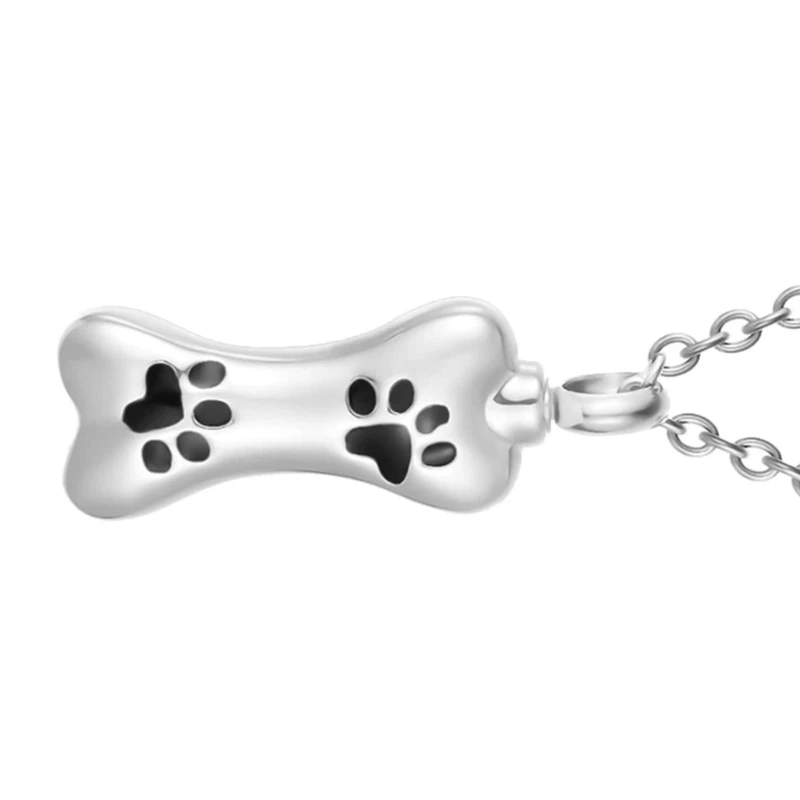 Collane creative con urna per gioielli per cremazione animali domestici per ceneri, medaglione a forma osso, spedizione