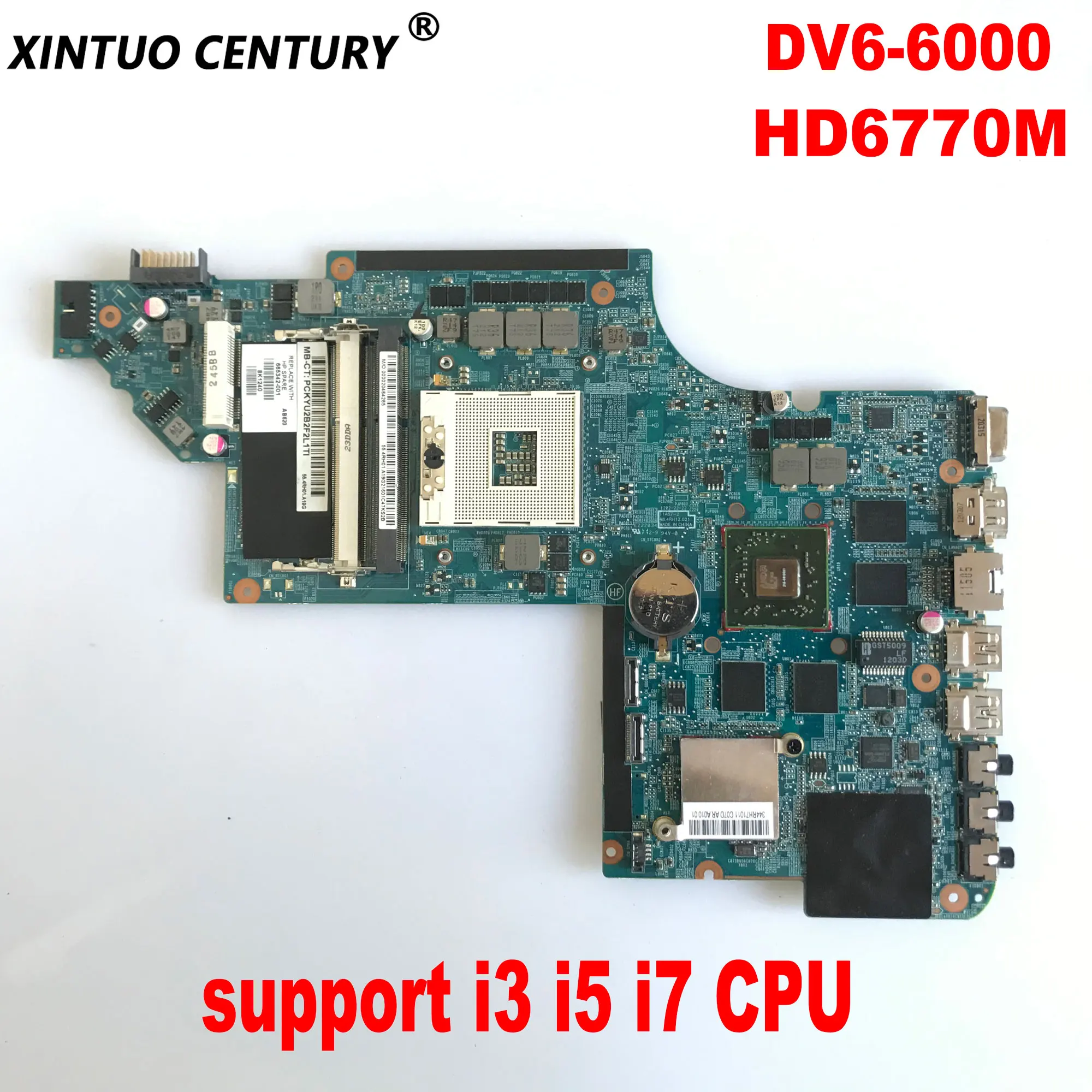 

650799-001 665343-001 Motherboard for HP Pavilion DV6 DV6-6000 Laptop Motherboard HD6770M 1GB GPU HM65 DDR3 Perfect test work