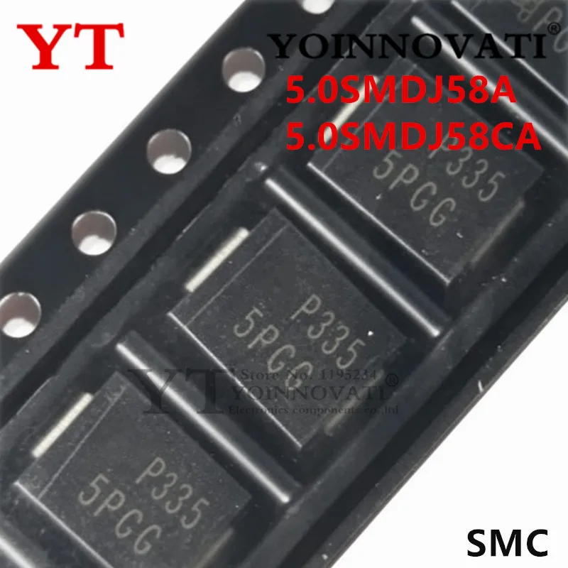 10PCS new 5.0SMDJ58A 5PGG 5.0SMDJ58CA  5BGG SMC DO-214AB 5000W 58V