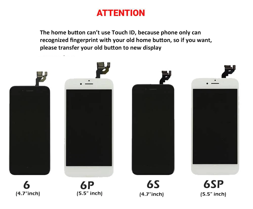 Full Set LCD For iPhone 6 6S Plus 6P 6SP Screen Complete Assembly Touch Digitizer Display Replacement Kit+Camera+Home Button