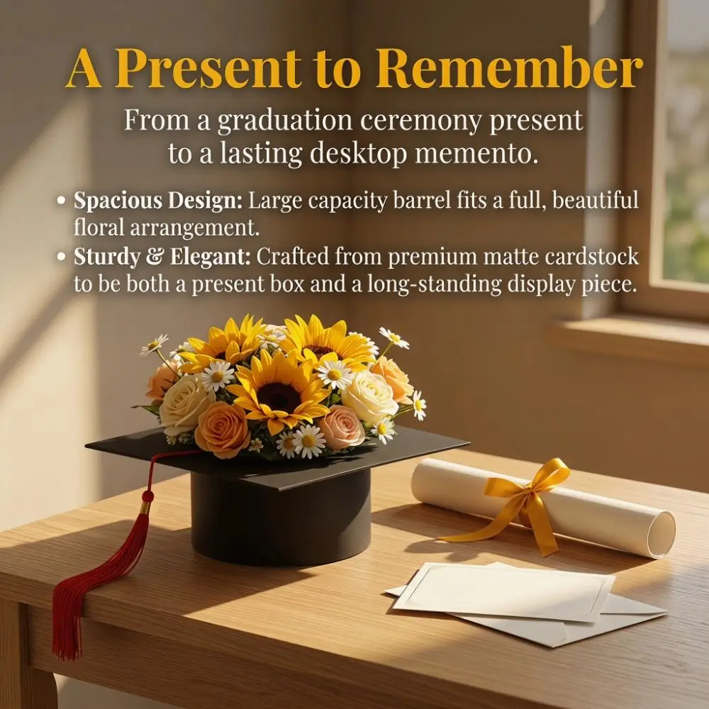 Cap Shaped Graduation Cap Floral Arrangement Base Bouquet Holder Flower Arranging Frame DIY Bouquet Flower Holder Floral Base