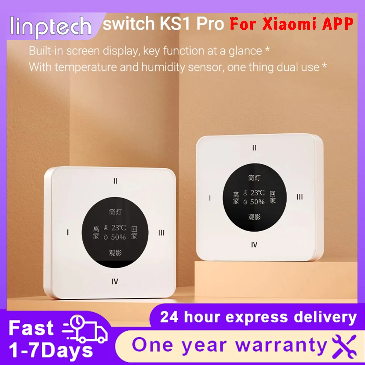 Linptech Mini Intelligent Wireless Switch Temperature Humidity Sensors Wireless Remote Control Switch Work with Xiaomi Mijia APP