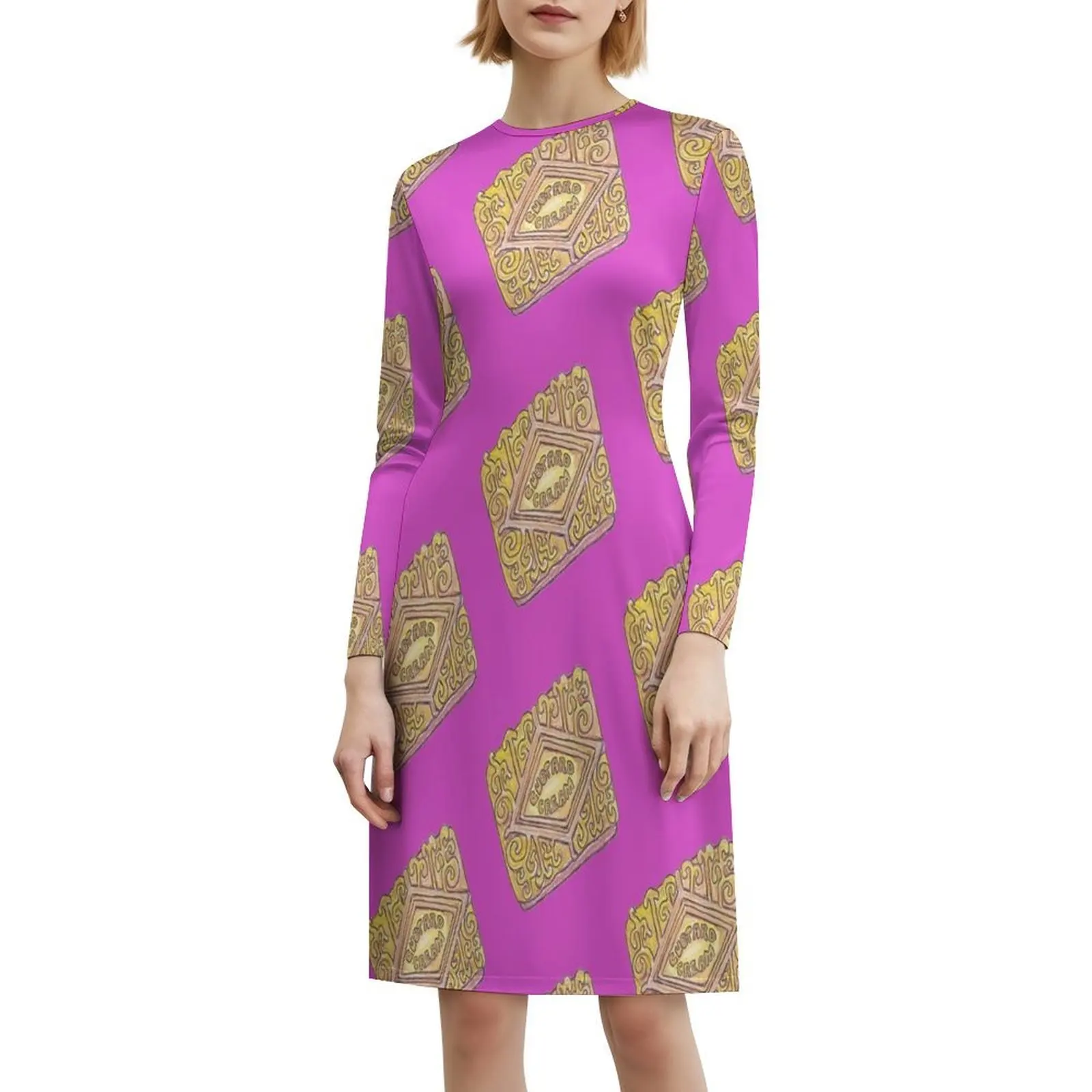 カスタードクリーム韓国風ドレス女性用エレガントカジュアルドレスパーティーや日常着用ビスケットカスタードクリームイブニングドレス