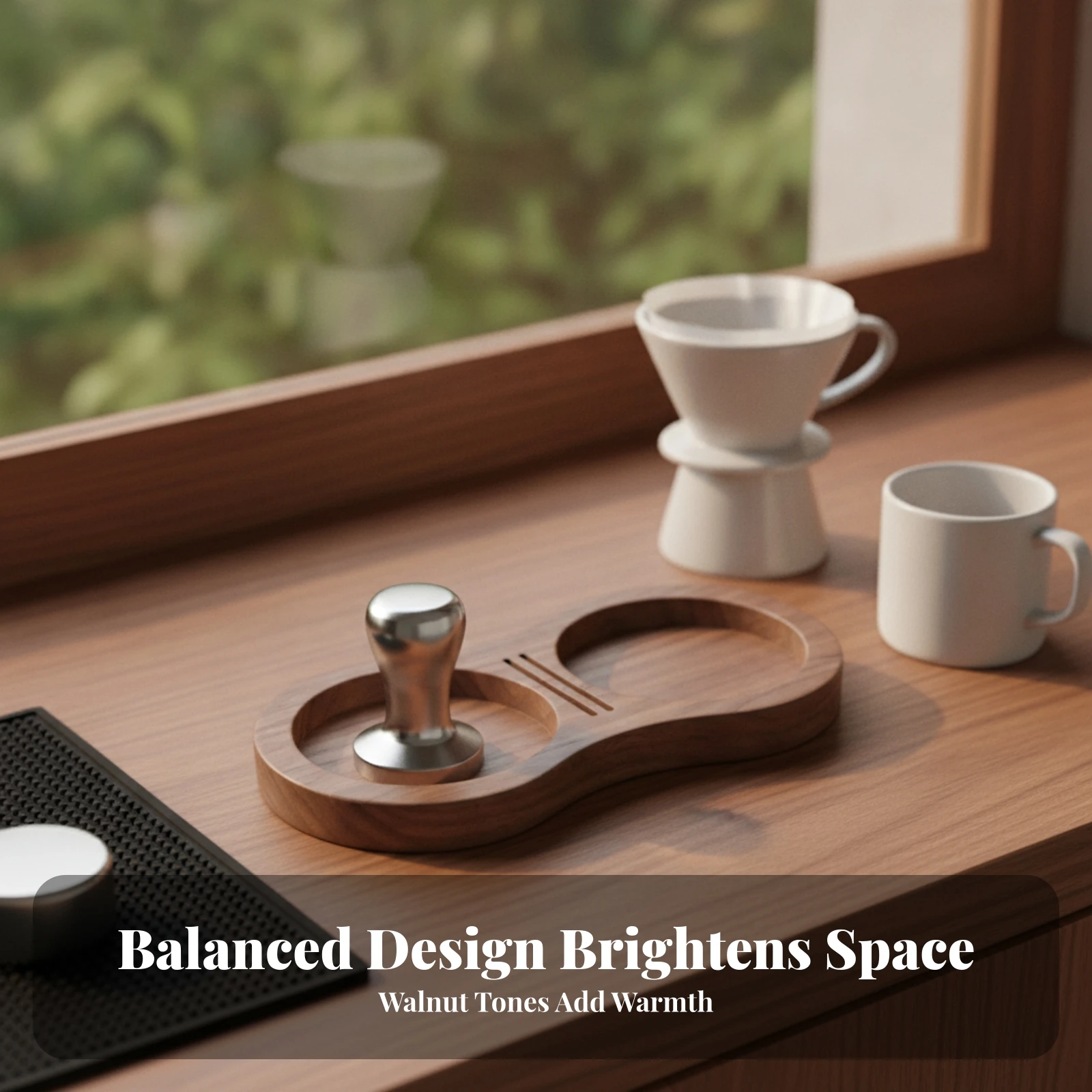 Tamper Storage Board Recessed Resting Areas Walnut Wood Tamper Board Walnut Wood Portafilter Holder Slot Grooves Espresso Stand