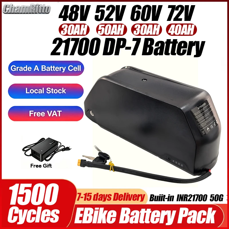 36v 48v 52v 750W Electric bike Batterie 30ah 40ah 50ah 60ah ebike 60v 72v Hailong BMS 60A Down Tube 2000w 1000W Lithium Battery