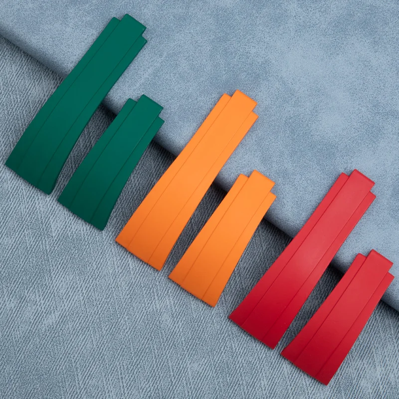 FKM معدن داخل حزام ساعة من المطاط الفلوري لحزام رولكس 20 مللي متر لـ الغواصة يخت ماستر GMT دايتونا Datejust OYSTERFLEX حزام