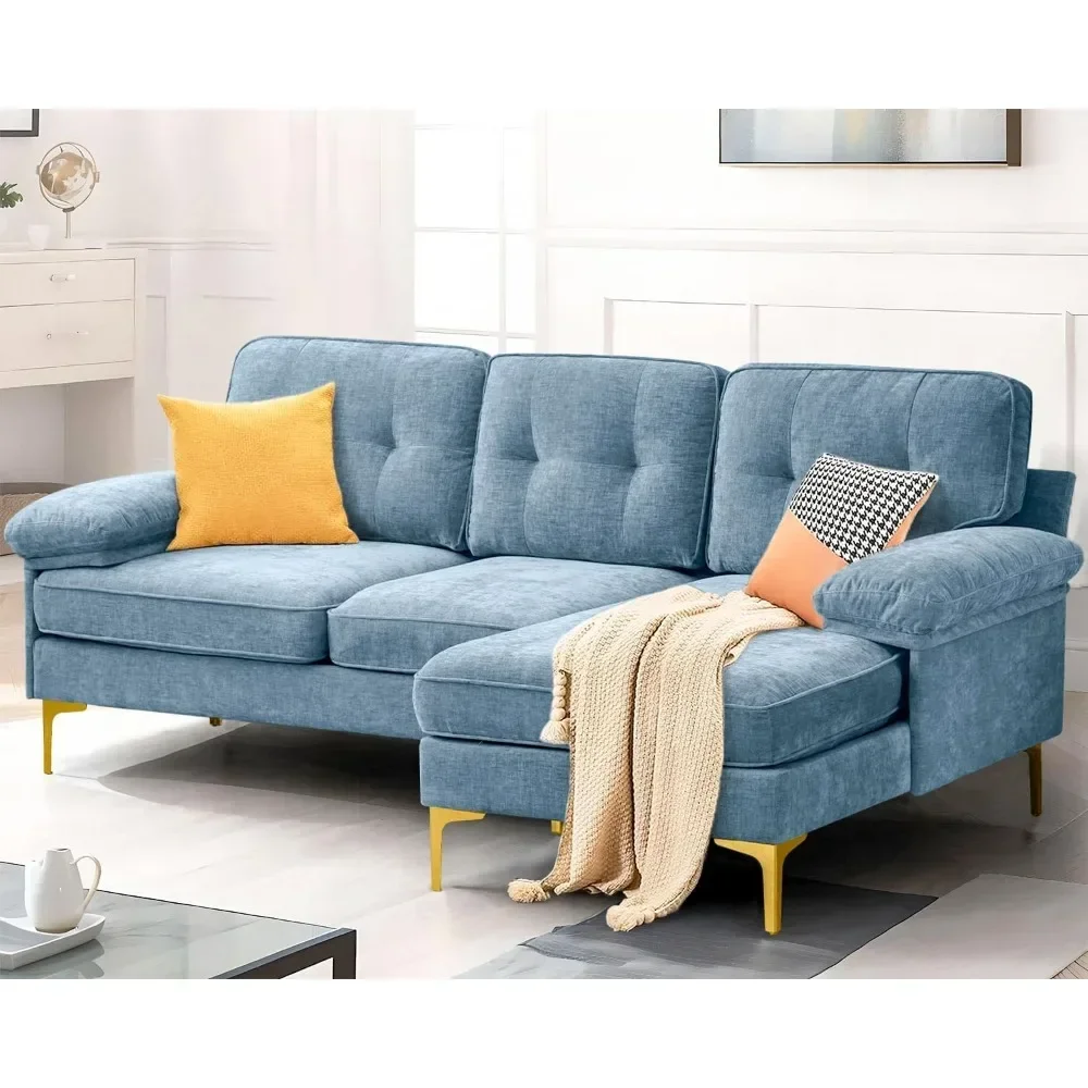 83 Inch Segmented Sofa, Convertible L-shaped Sofa, Medieval 3-seater, Equipped with Detachable and Washable Cushions