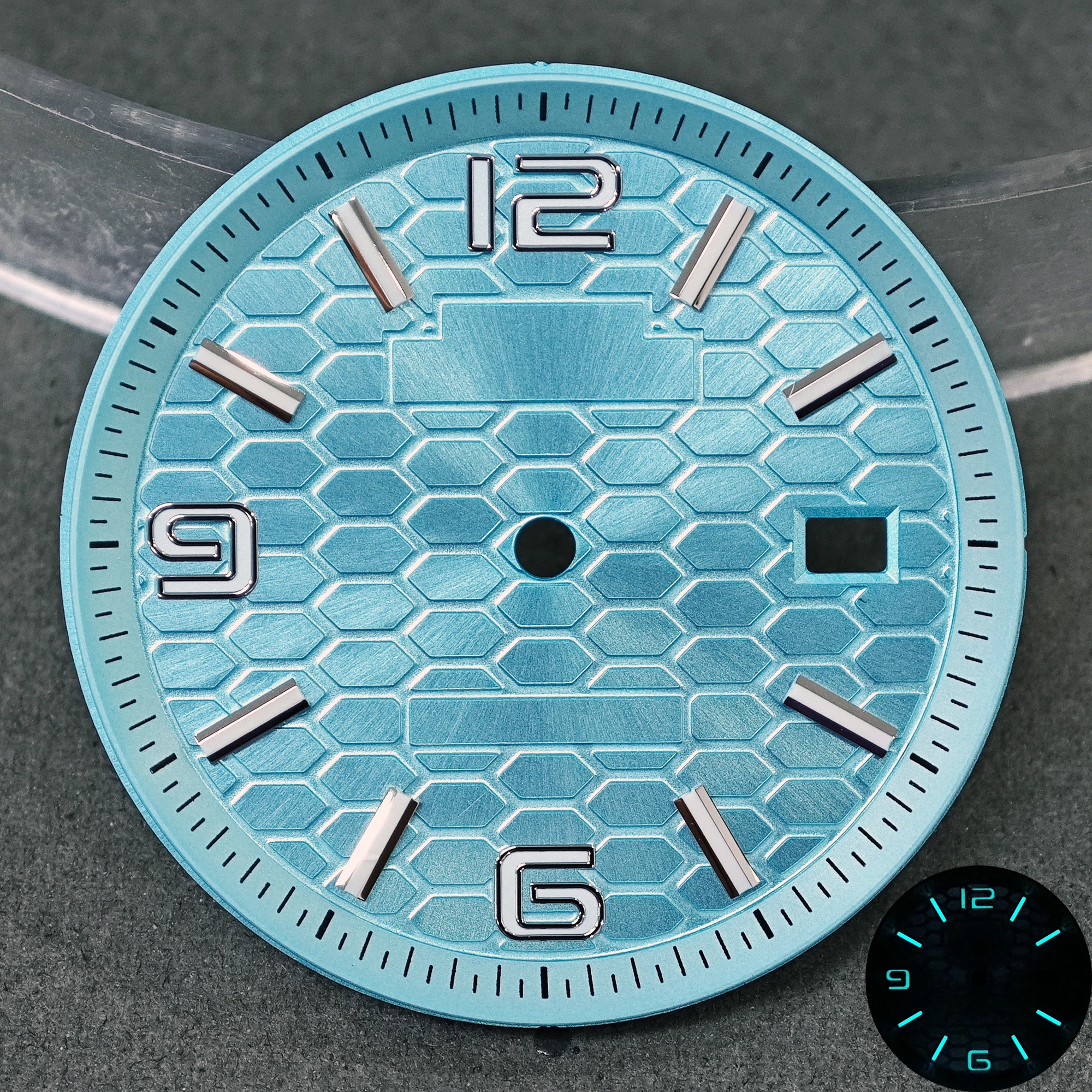 39.5 مللي متر NH35 حافظة تناسب 33.8 مللي متر بدون شعار قرص العسل عزر ساعة الطلب ل أويستر لاند ساكن NH35 حركة الأيدي أجزاء وزارة الدفاع