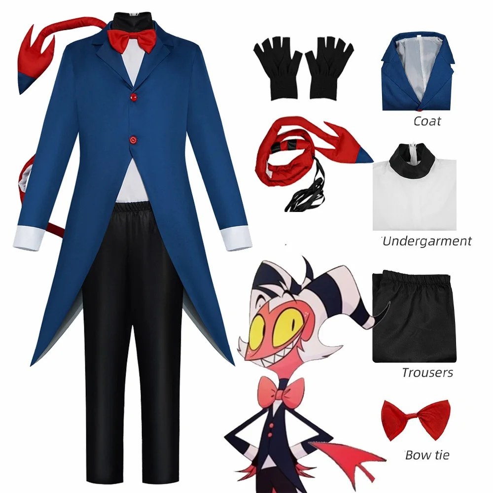 Anime Helluva Boss Moxxie Cosplay Costume HelluvaBoss Cosplay Outfit With Tail Halloween Carnival Party Men Women Uniform Suit